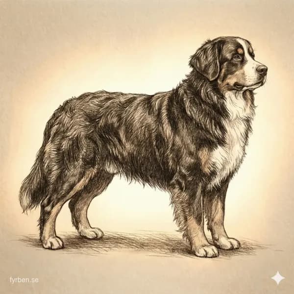 Berner Sennenhund - en stor, trefärgad schweizisk berghund med långt hår