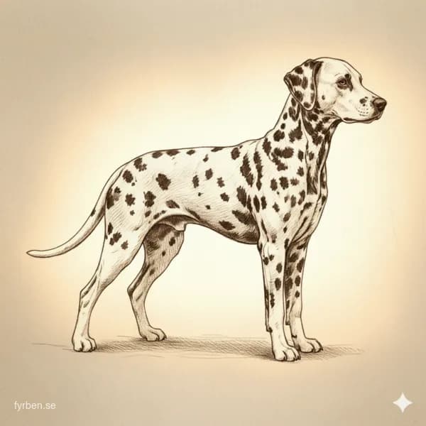 Dalmatiner - en elegant vit hund med svarta fläckar