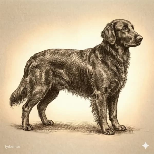 Flatcoated Retriever - en glad och elegant jakthund med slät svart eller leverbrun päls