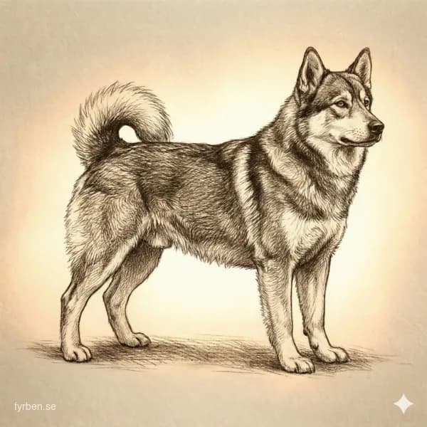 Jämthund - svensk älghund med varggrå päls och stolt hållning