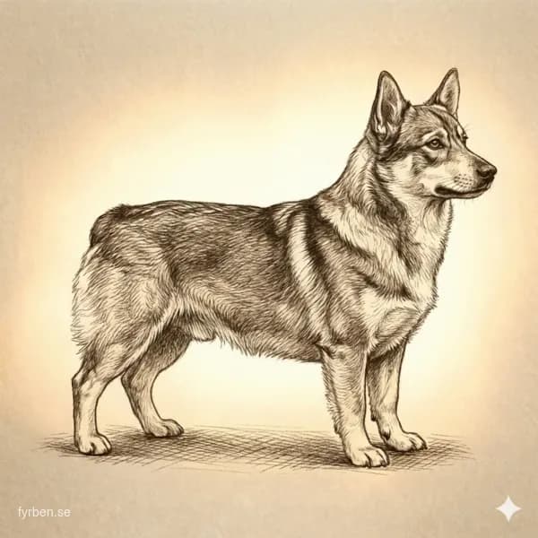 Svensk Vallhund - en energisk och intelligent svensk vallhund med varggrå päls