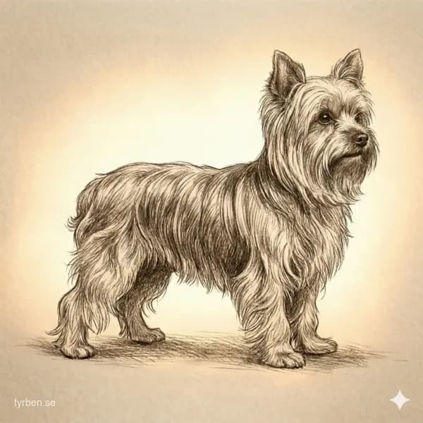 Yorkshire Terrier - en liten elegant hund med lång silkig päls i stålblått och tan
