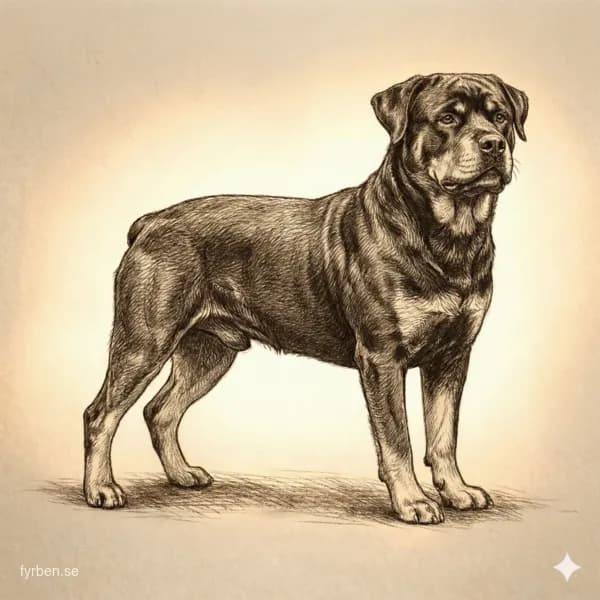 Rottweiler - en kraftfull och lojal brukshund med svart päls och rostbruna tecken